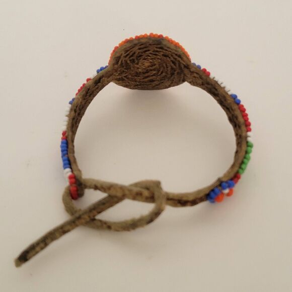 Vintage Handmade Masai Beaded Leather Bracelet - Picture 4 of 7